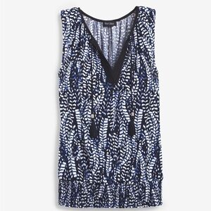 WHBM Printed Blouson Smock-Hem Tank